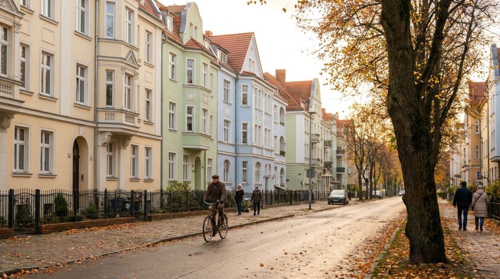 Najem okazjonalny w Gdańsku: ulica z kamienicami we Wrzeszczu